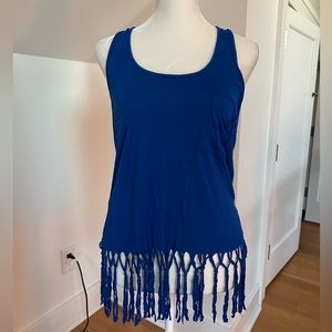Fun blue crop top with fringe